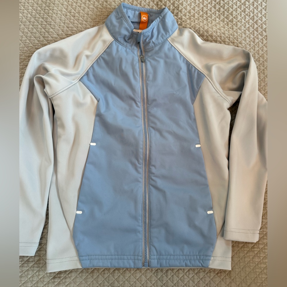 Peter Millar Kid’s Light Gray and Blue Zip-Up Jacket